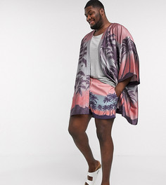 Шорты для плавания от комплекта с пальмовым принтом ASOS DESIGN Plus-Розовый