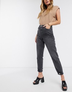 Черные джинсы в винтажном стиле с рваной отделкой Topshop-Синий