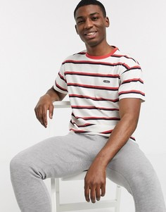 Белая футболка в полоску с нашивкой New Look-Белый