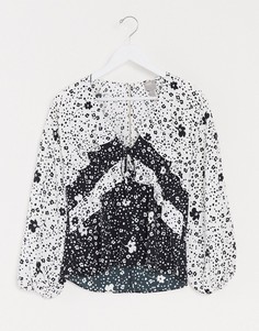 Блузка с цветочным принтом и оборками ASOS DESIGN-Мульти