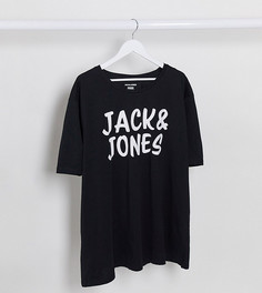 Черная футболка с крупным логотипом Jack and Jones-Черный