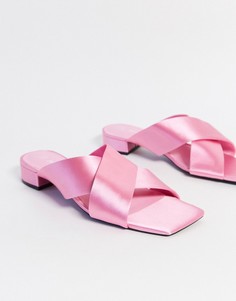 Розовые босоножки на каблуке с перекрестными ремешками Monki-Розовый