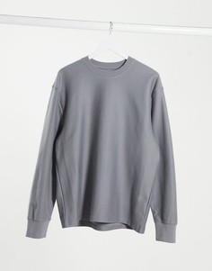 Серый свитшот с круглым вырезом Topman-Серебряный
