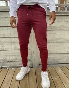 Бордовые трикотажные джоггеры скинни ASOS DESIGN-Красный