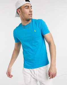 Ярко-синяя футболка с логотипом Polo Ralph Lauren-Синий