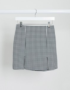 Мини-юбка в черно-белую клетку Monki-Мульти