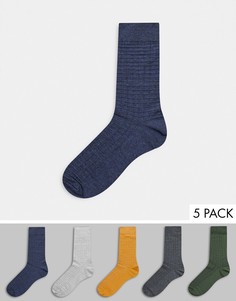 5 пар разноцветных носков из вафельного трикотажа Topman-Мульти