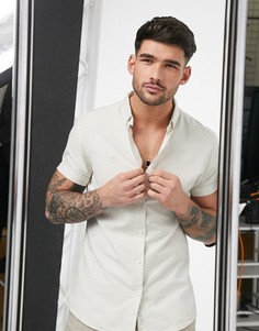 Светло-бежевая оксфордская рубашка в полоску River Island-Светло-бежевый