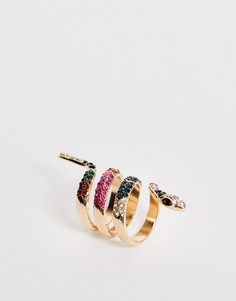 Золотистое кольцо с разноцветным дизайном в виде змеи ALDO - Asalin-Мульти