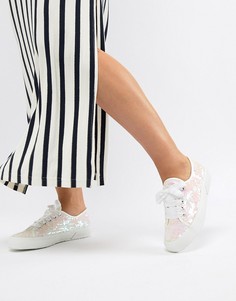 Кроссовки с переливающимися пайетками Superga 2750-Белый