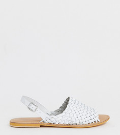 Кожаные плетеные босоножки для широкой стопы ASOS DESIGN-Белый