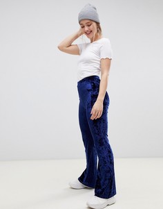Расклешенные бархатные брюки ASOS DESIGN-Темно-синий