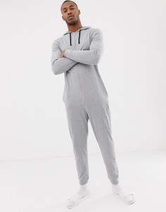 Серый меланжевый комбинезон из органического хлопка с капюшоном ASOS DESIGN