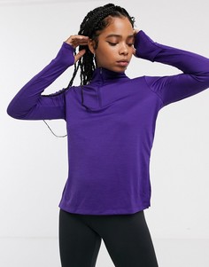 Фиолетовый топ с логотипом -галочкой и короткой молнией Nike Running