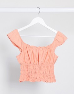 Коралловый топ со сборками Miss Selfridge-Розовый
