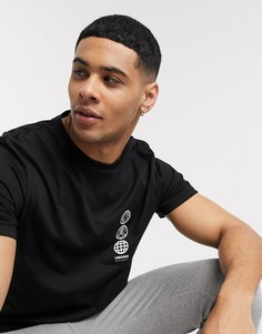 Черная приталенная футболка с логотипом River Island-Черный