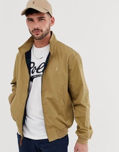 Светло-коричневая хлопковая куртка Харрингтон с логотипом Polo Ralph Lauren Baracuda-Светло-коричневый