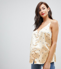 Атласный топ с завязками на плечах, пуговицами и звездным принтом ASOS DESIGN Maternity-Мульти