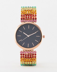 Часы с ремешком из разноцветных кристаллов ASOS DESIGN-Мульти