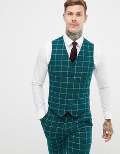 Зеленый приталенный жилет в клетку ASOS DESIGN