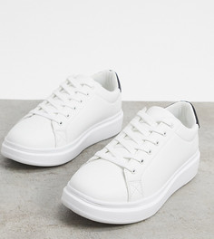 Белые кроссовки на массивной подошве для широкой стопы с контрастной вставкой ASOS DESIGN-Белый