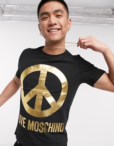 Футболка с золотистым логотипом Love Moschino-Черный