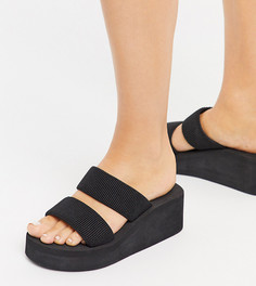 Черные мюли для широкой стопы на массивной платформе Truffle Collection-Черный