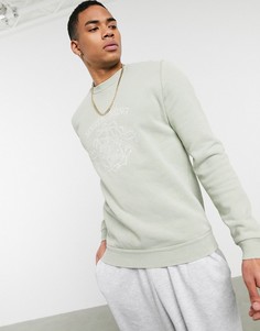 Зеленый свитшот с вышивкой ASOS DESIGN