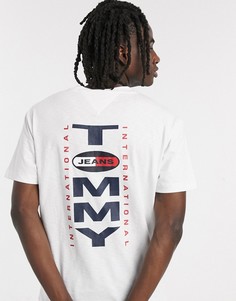 Белая свободная футболка с вертикальным логотипом на спине Tommy Jeans-Белый