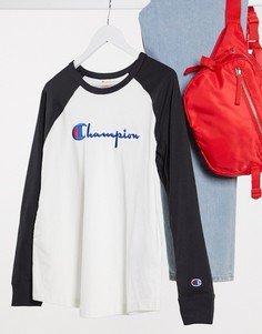 Лонгслив с рукавами реглан и логотипом Champion-Белый