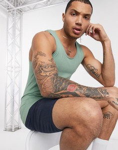 Зеленая обтягивающая майка из органического хлопка ASOS DESIGN-Зеленый