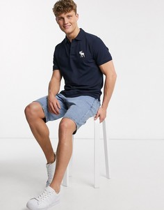 Поло темно-синего цвета с логотипом Abercrombie & Fitch-Темно-синий