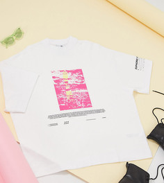 Белая oversized-футболка с принтом COLLUSION Unisex-Белый