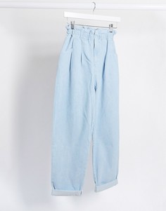 Светлые легкие джинсы с присборенной талией ASOS DESIGN-Синий