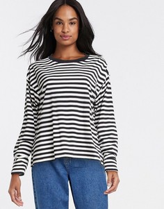 Лонгслив из органического хлопка в черно-белую полоску Monki-Черный