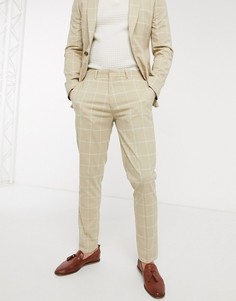 Светло-бежевые брюки скинни в клетку ASOS DESIGN-Светло-бежевый