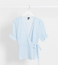 Голубая блузка с запахом и объемными рукавами Vero Moda Tall-Мульти