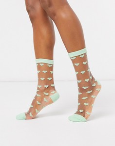 Сетчатые носки в сердечки Gipsy-Зеленый
