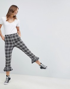 Брюки в клетку с оборками по краям ASOS Tailored-Мульти
