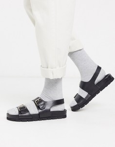 Черные кожаные сандалии с пряжками Grenson-Черный