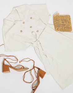 Кремовое платье в стиле милитари Vila-Бежевый