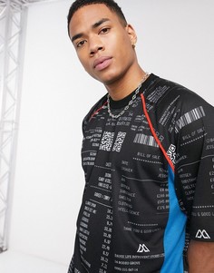 Футболка oversized со сплошным принтом и контрастным кантом ASOS DESIGN-Черный