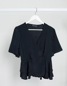 Черный топ с запахом ASOS DESIGN