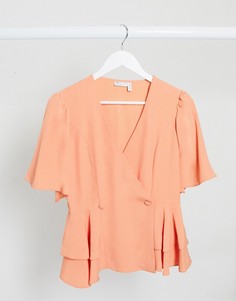 Топ персикового цвета с запахом ASOS DESIGN-Розовый