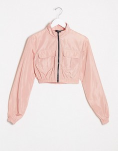 Розовая олимпийка в стиле милитари NaaNaa-Розовый