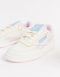 Белые кроссовки с розовыми вставками Reebok Club C-Белый