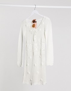 Платье мини с отделкой кроше ASOS DESIGN-Белый