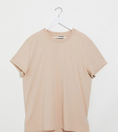 Бежевая футболка с отворотами на рукавах ASOS DESIGN Plus-Бежевый