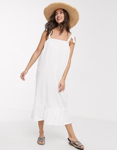 Белый сарафан миди на бретельках ASOS DESIGN