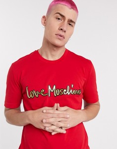 Футболка с принтом логотипа Love Moschino-Красный